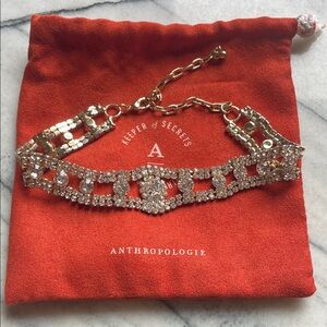 Anthropologie Gold and Silver Crystal Choker/Necklace
